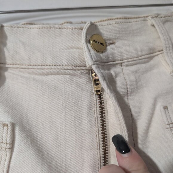 FRAME | Le Bardot Cropped Flare Leg Jeans in Ecru - Picture 10 of 11